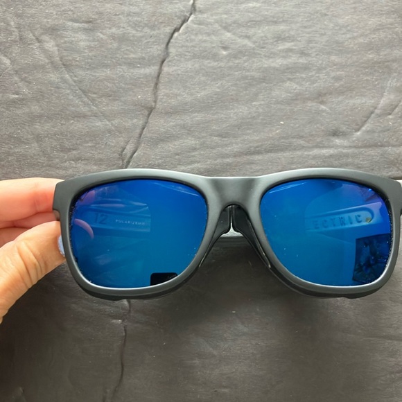 Electric Sunglasses matte Black Sunglasses with Blue polarized Lenses - Picture 1 of 10